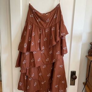 Farm Rio Brown Layered Skirt